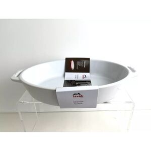 Staub Ceramic Dishes Casserole Baking Pan White Oval Size 1.1 qt  9"x6” New